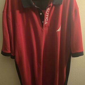 Nautica Men's Polo Shirt in Red and Navy Blue